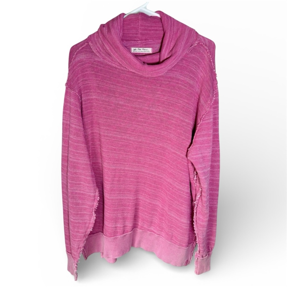 FREE PEOPLE Timmy Turtleneck Sweater Top PINK Size XS Oversized
